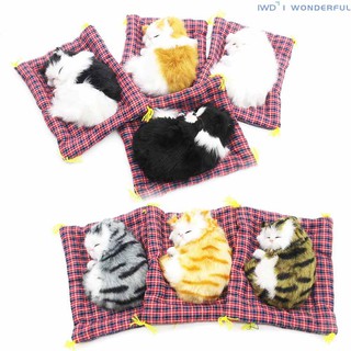 IWD Lovely Simulation Padded Sleeping Cat with Sound Children Plush Stuffed Toy Birthday Gift