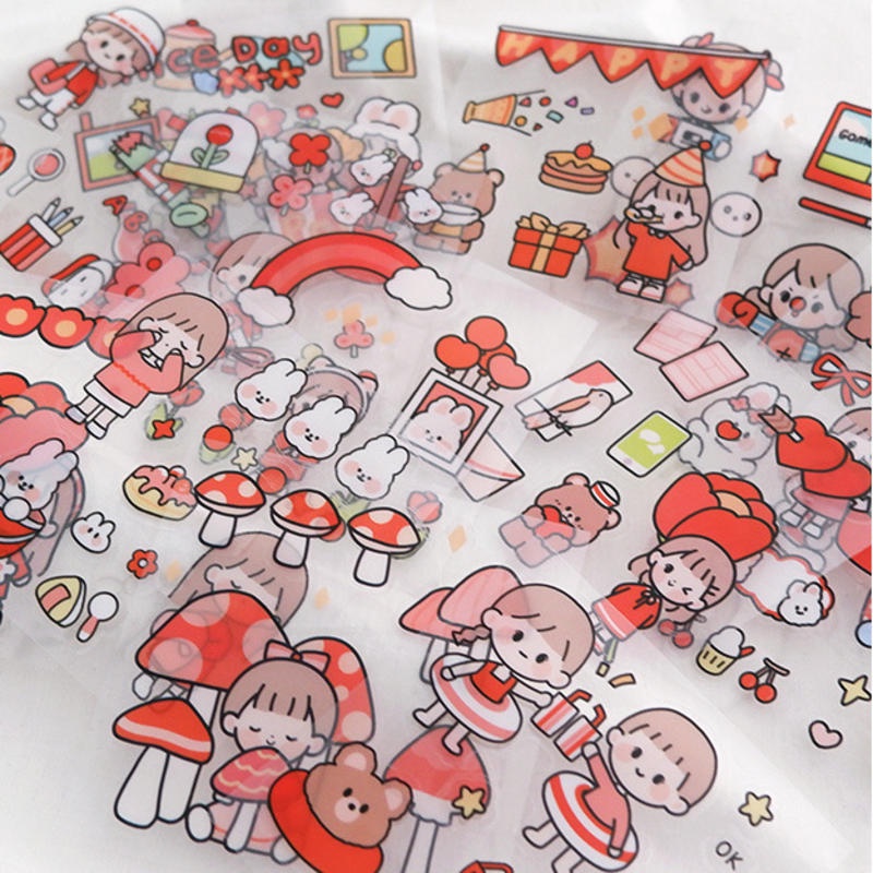 ⭐ iLado ⭐【10PCS】PET telado Không Thấm Nước Nhãn Hình Dán Cute Sticker Dễ Thương Sticker Trang Trí Sổ Hình Dán Sticker Nhãn Dán Sổ Chiết Lưu Trữ Trang Trí Sổ Dán Sổ Lưu Trữ Sticker Hiểm Bộ Sticker Tập Vở Sổ