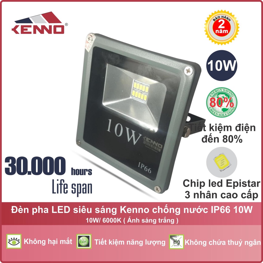 Đèn Pha Led Kenno 10W/20W/30W/50W 2 mắt