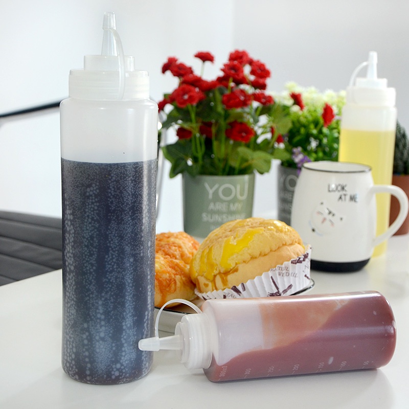 Bình Nhựa Đựng Tương, Sirup, Nước Sốt - Nhiều Dung Tích - Có Vạch Chia - THE GARDEN