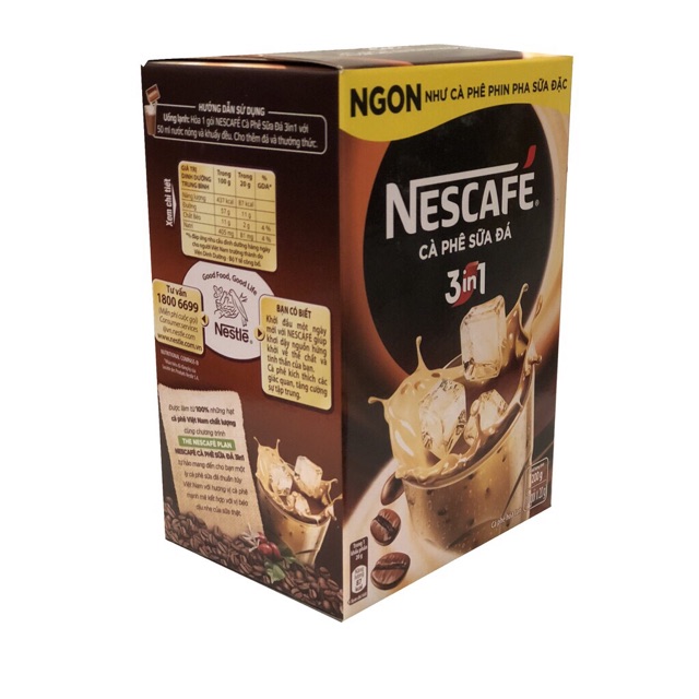 Nescafe Cà Phê Sữa Đá Combo 3 hộp x 10 gói x 20g ( mẫu mới)