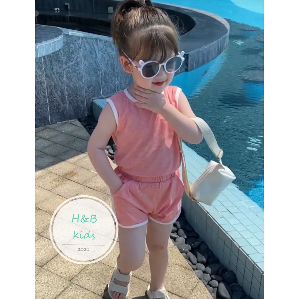 Bộ Ba Lỗ Chất Cotton Đũi trơn Chạy Viền Cho Bé khỏe khoắn (QATE193)