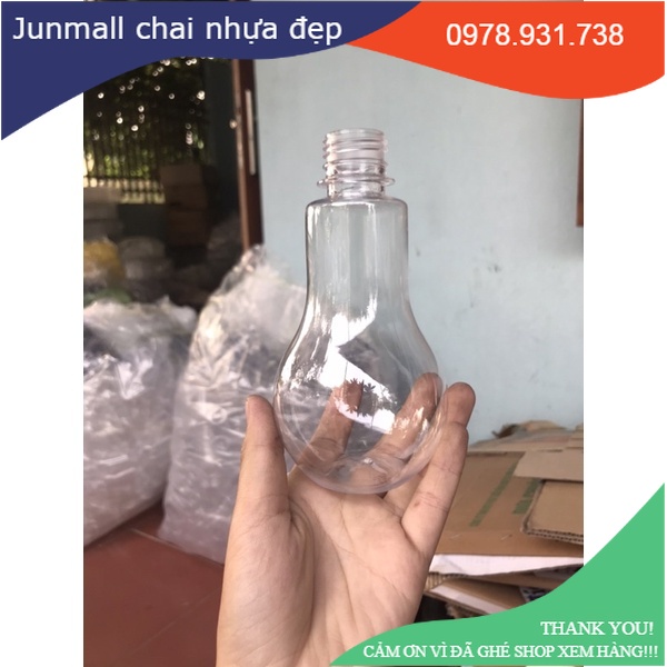 Chai nhựa hình bóng đèn 330ml fi28 kèm nắp