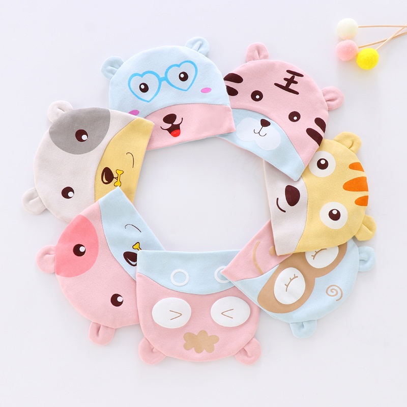Mũ Cotton Mềm Mại Họa Tiết Hoạt Hình Cho Bé Sơ Sinh