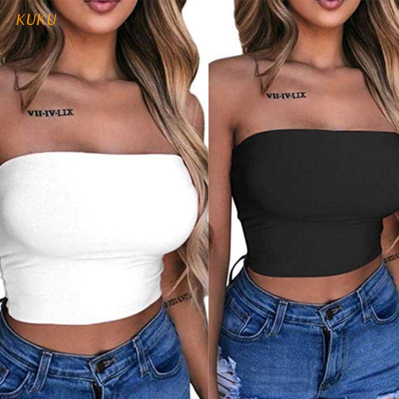 Áo Ống Không Dây Màu Trơn Không Có Mút Đệm Quyến Rũ Cho Nữ