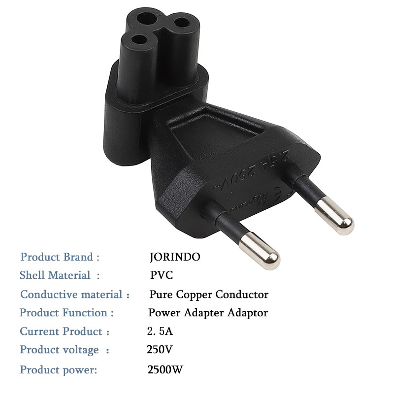 Bộ chuyển đổi phích cắm eu sang 2 chấu Iec 320 C5 lỗ cắm Ac 2.5a