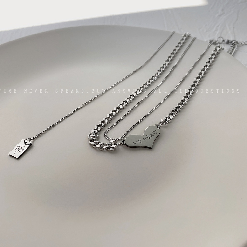 Dây Chuyền Nhiều Lớp Mặt Hình Trái Tim Thời Trang Cá Tính