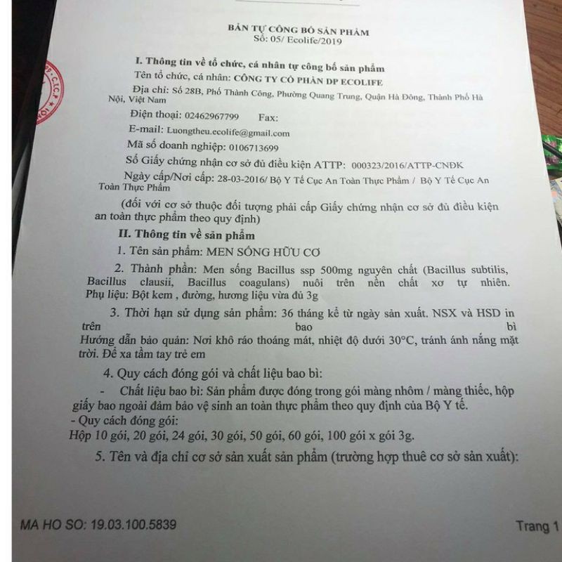 Men sống hữu cơ ecolife