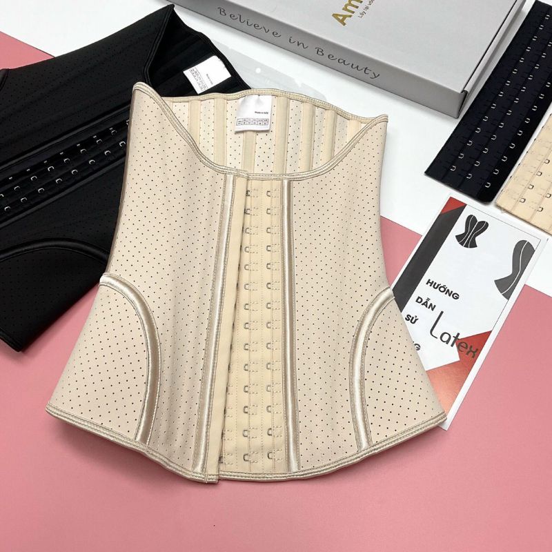Đai nịt bụng Latex 19 xương cải tiến THÔNG HƠI che mỡ lưng - Gen nịt bụng sau sinh