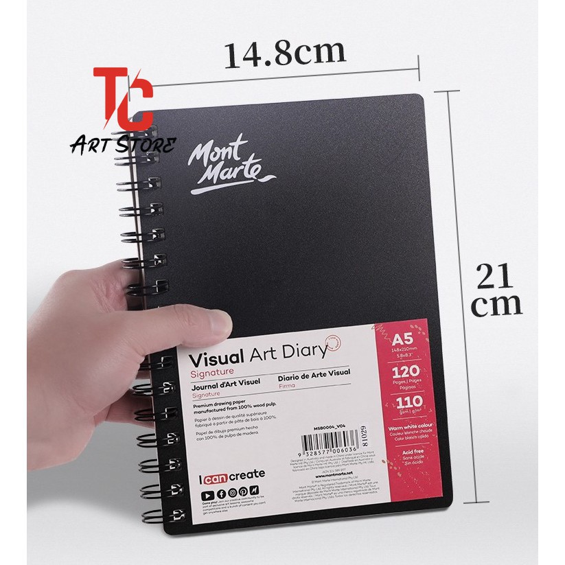 Sổ Sketch Mont Marte - Sổ vẽ chì Visual Art Diary 110gsm