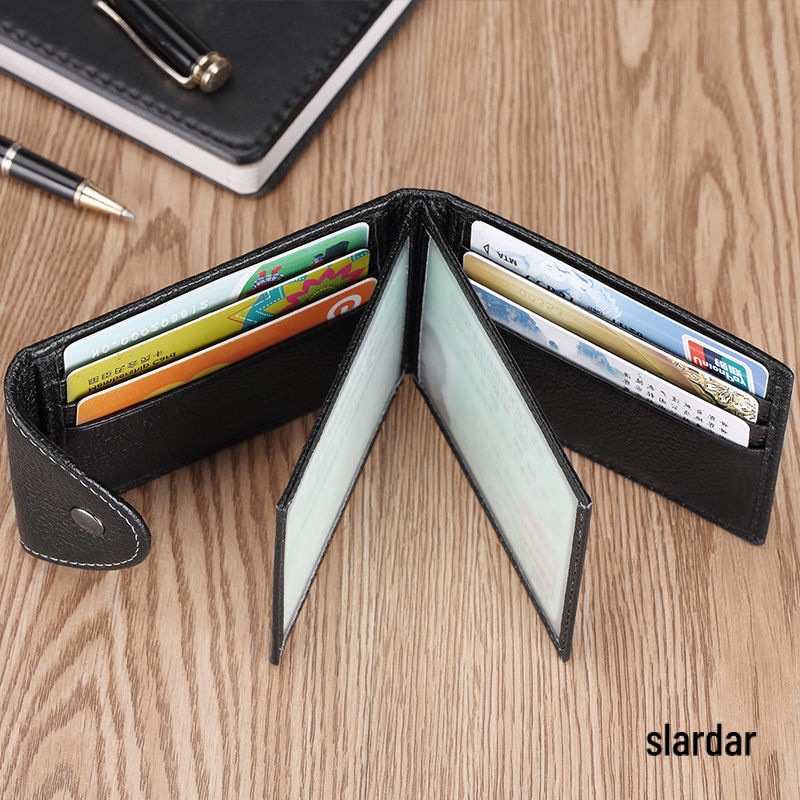 Ví Da Siêu Mỏng Nhiều Ngăn Đựng Thẻ/Giấy Phép Lái Xe Đa Năng Siêu Mỏng Cho Nam