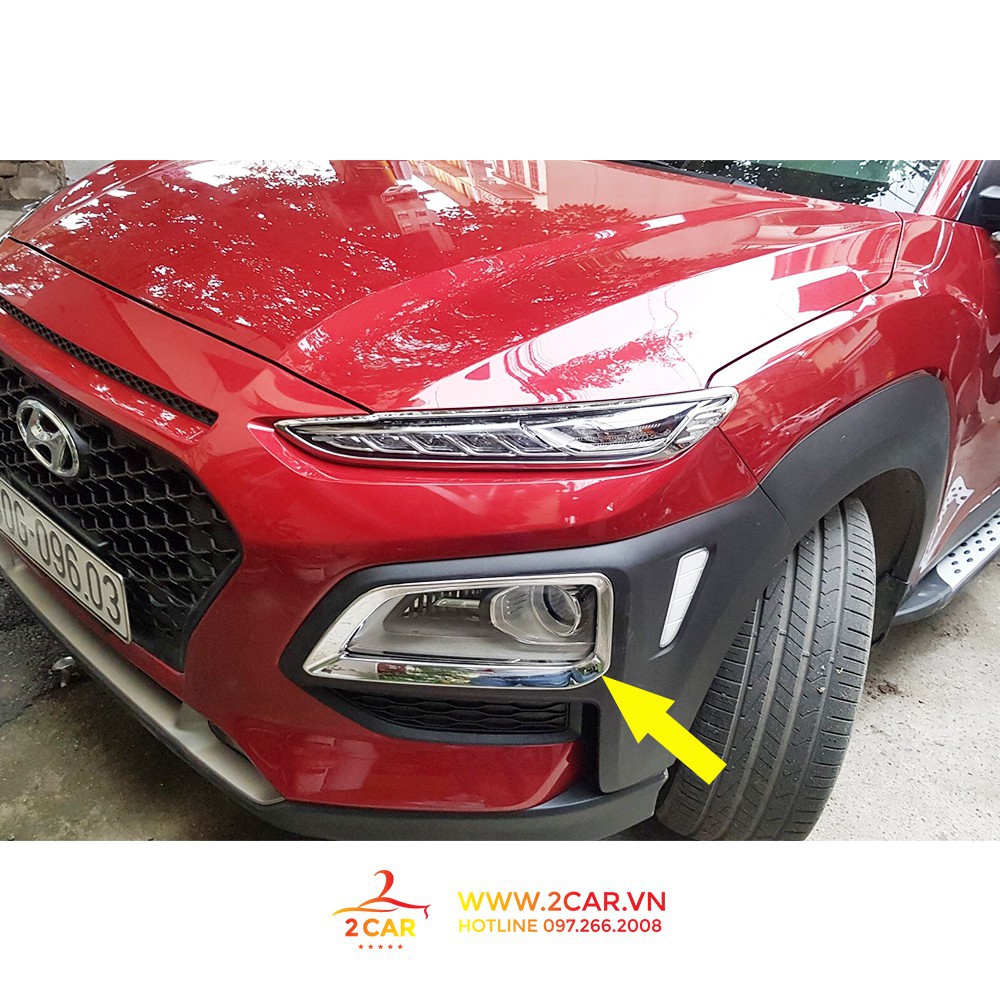 Bộ ốp viền đèn gầm trước, sau Hyundai Kona 2019 mạ crom cao cấp