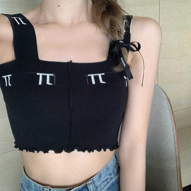 Áo Tank Top Dệt Kim 2 Dây Cổ Vuông Phong Cách Hàn Quốc