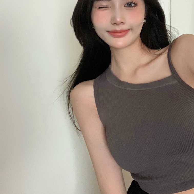 Áo dệt kim không tay ZHELIHANGFEI có mút ngực thiết kế gợi cảm