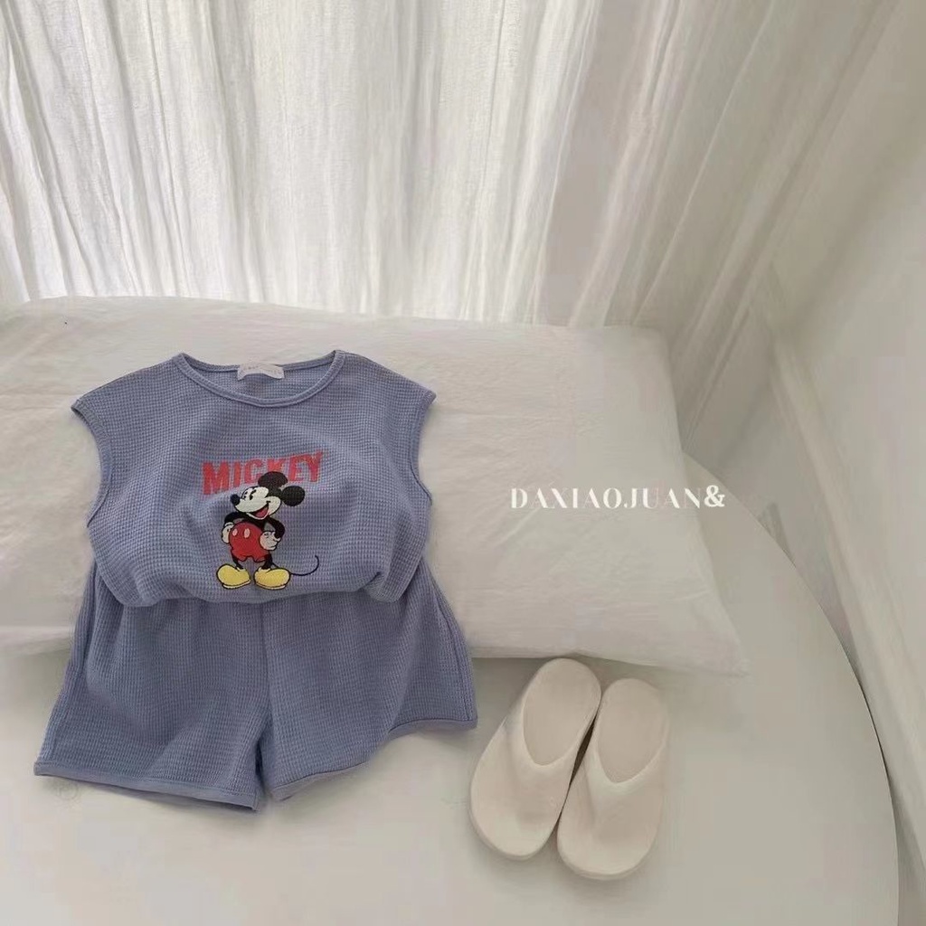 Bộ Áo Sát Nách + Quần Short Kiểu Hoạt Hình Đáng Yêu Cho Bé Trai Mùa Hè Hàn Quốc 2023