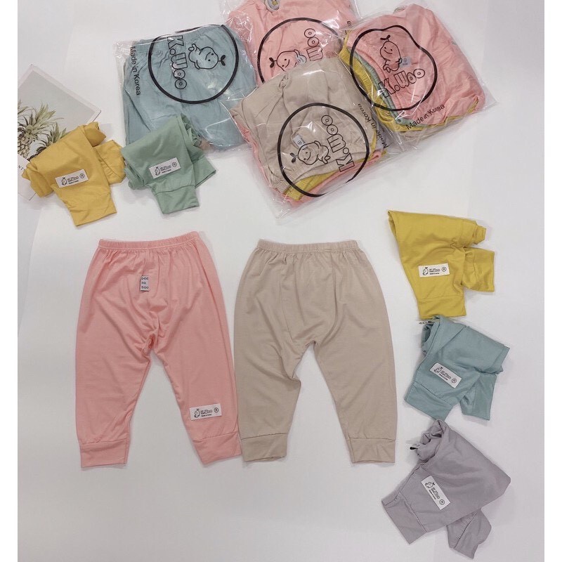Quần dài mông thú vải  thun lạnh, quần bo gấu, mềm mịn cho bé trai, bé gái ( 3 - 15kg)