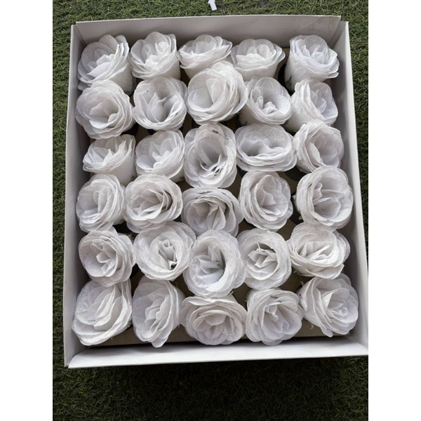 (50 bông) Hộp 50 bông hồng nhũ kim tuyến,đầu bông hồng nhũ