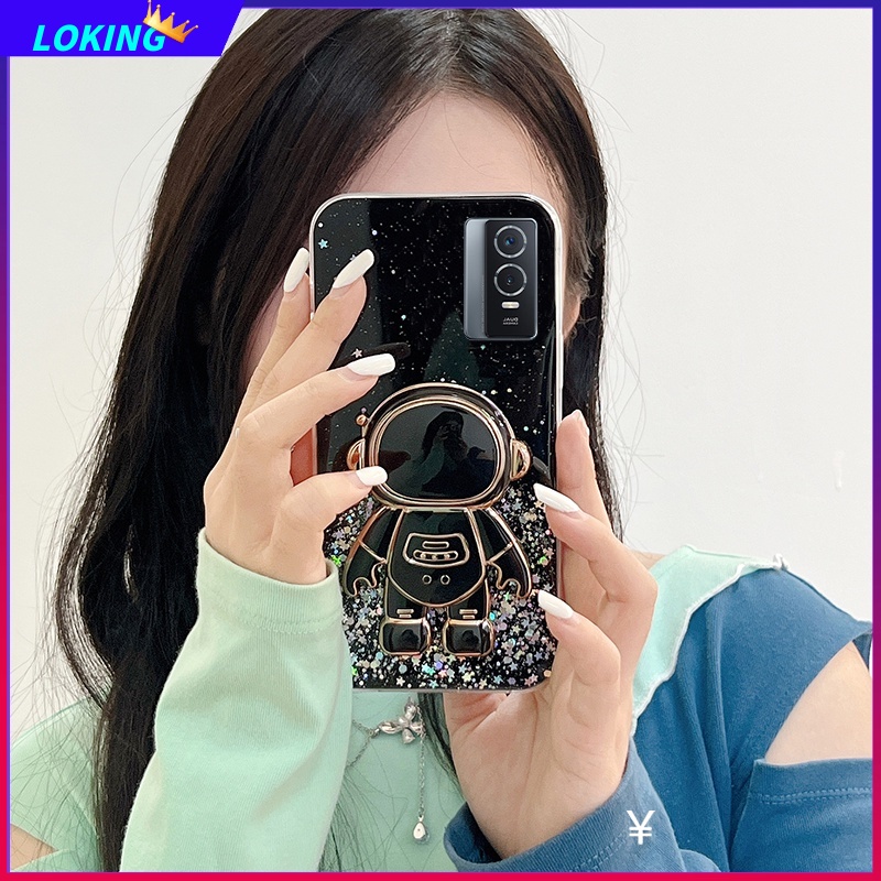 Ốp Điện Thoại Kim Tuyến Nước Kèm Giá Đỡ Hình Phi Hành Gia 3D Cho Realme 9 9i 9Pro Plus 8 8Pro 8i 7 7i 7Pro C17