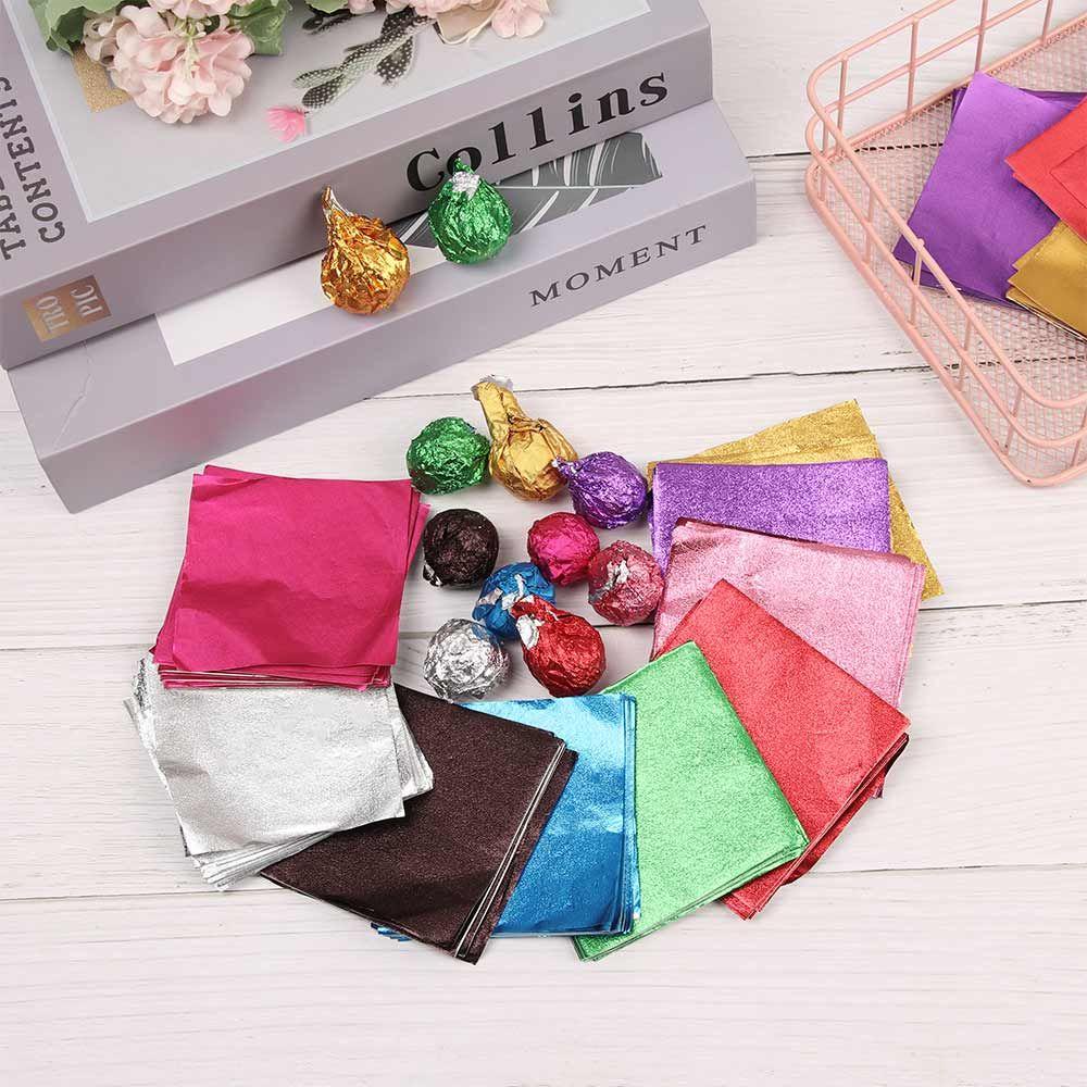UUMIR Set 100 Lá Nhôm In Nổi Họa Tiết Trang Trí Bánh Kem / Kẹo / Sô Cô La