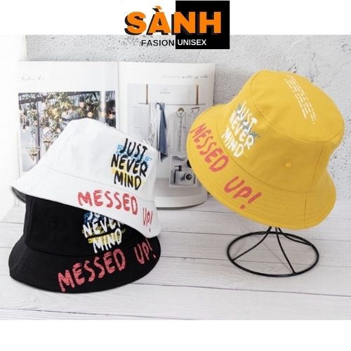 Mũ bucket thêu hình chữ Just Never Mind Nón tai bèo siêu hot thời trang cao cấp form unisex nam nữ Bk23