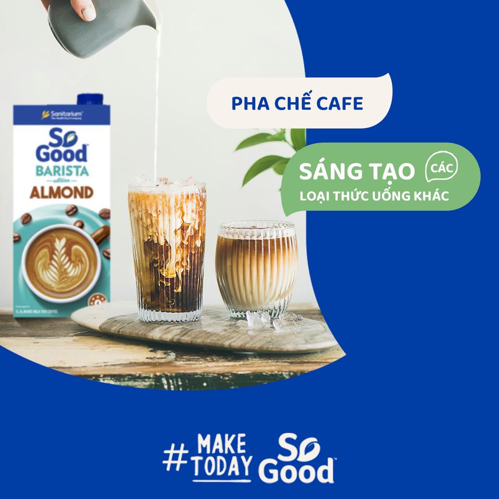 Thùng 12 hộp sữa hạt hạnh nhân Barista SO GOOD 1L ít béo thơm ngon sánh mịn bổ sung canxi, thuần chay