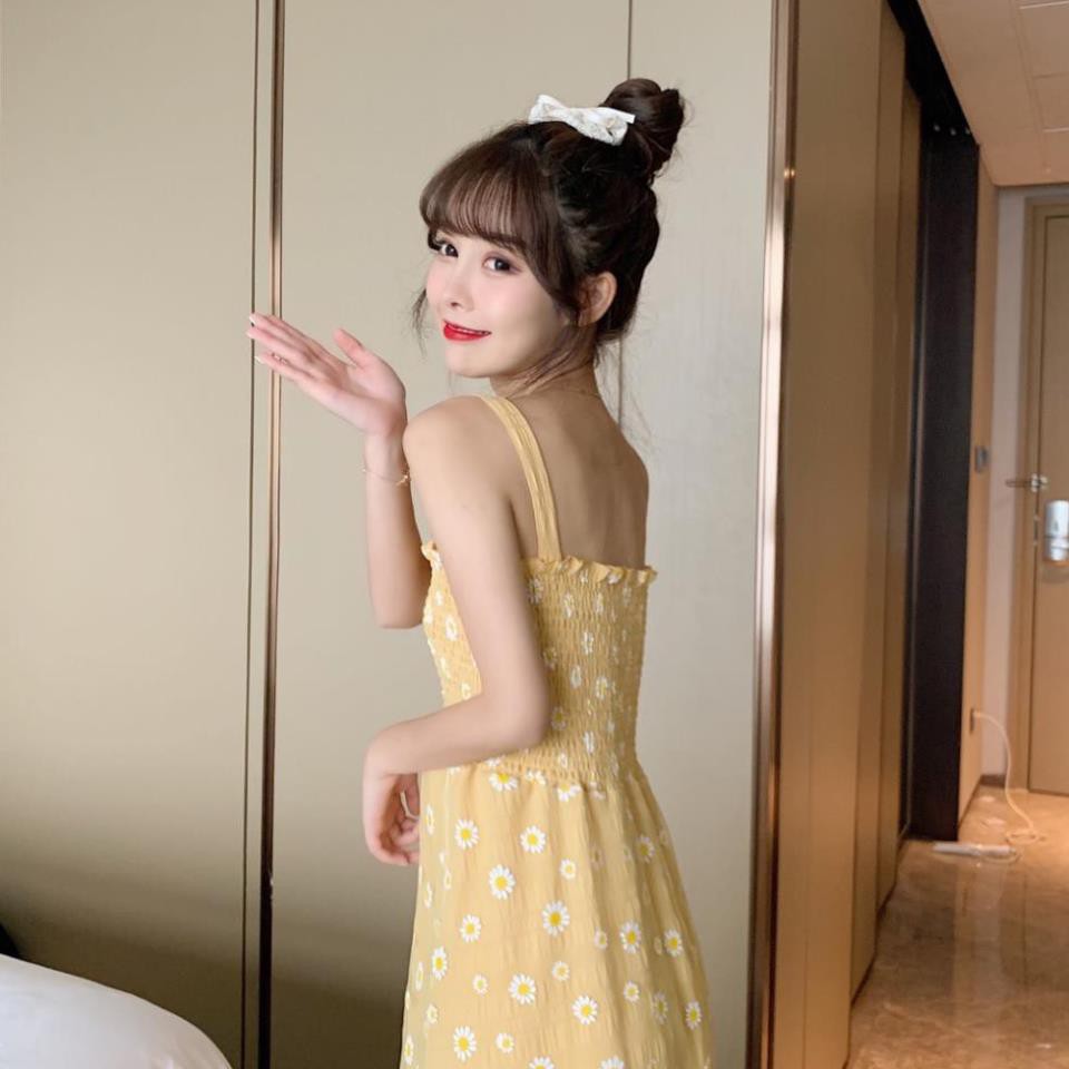 Váy 2 dây dáng dài trắng bánh bèo hoa cúc vintage, váy hai dây bản to phong cách ulzzang Hàn Quốc V07 - Peyy Clothing  ཾ