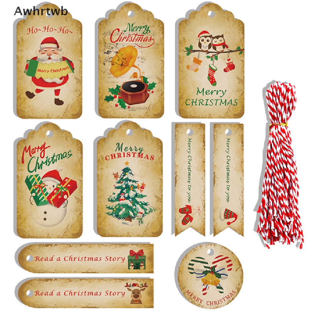 Set 50 Thẻ Giấy Kraft Trang Trí Giáng Sinh DIY