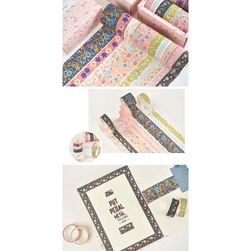 Bộ 10 Cuộn Băng Dính Washi Dùng Trang Trí Sổ Tay DIY