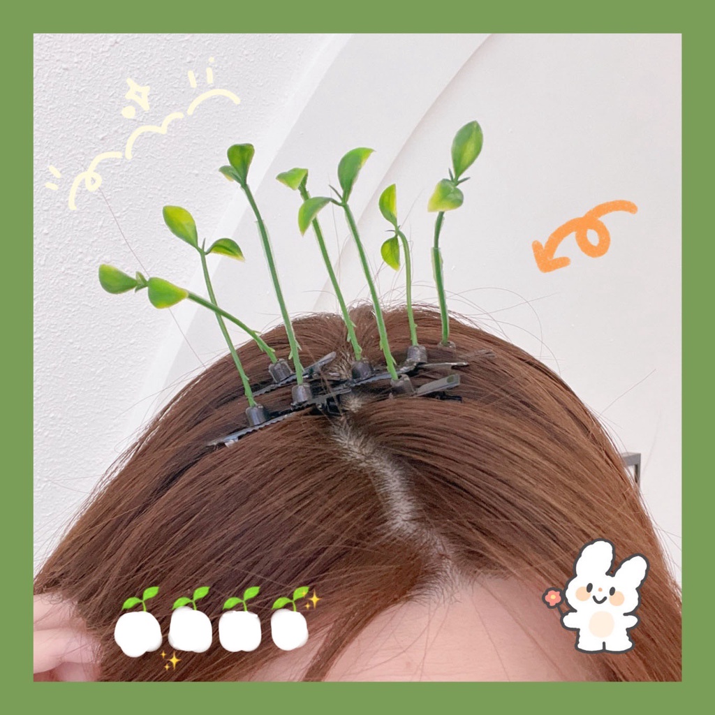 Kẹp Tóc Vịt Vàng Gà Con Mầm Cây Hoa Hồng Mini Lò Xo