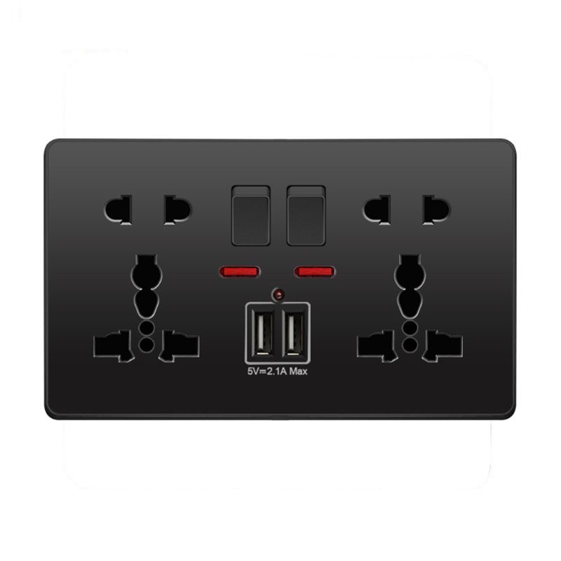 Ổ cắm điện gắn tường hai cổng USB 2.1A UK 13A đa năng