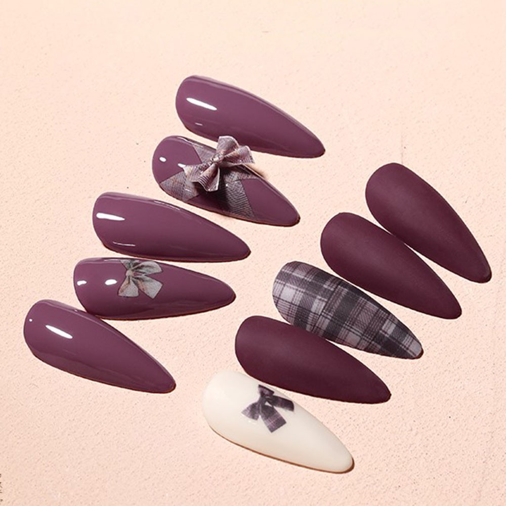 [Hàng mới về] Miếng Dán Trang Trí Móng Tay Nghệ Thuật Họa Tiết Kẻ Ô 3D Nhiều Màu Sắc