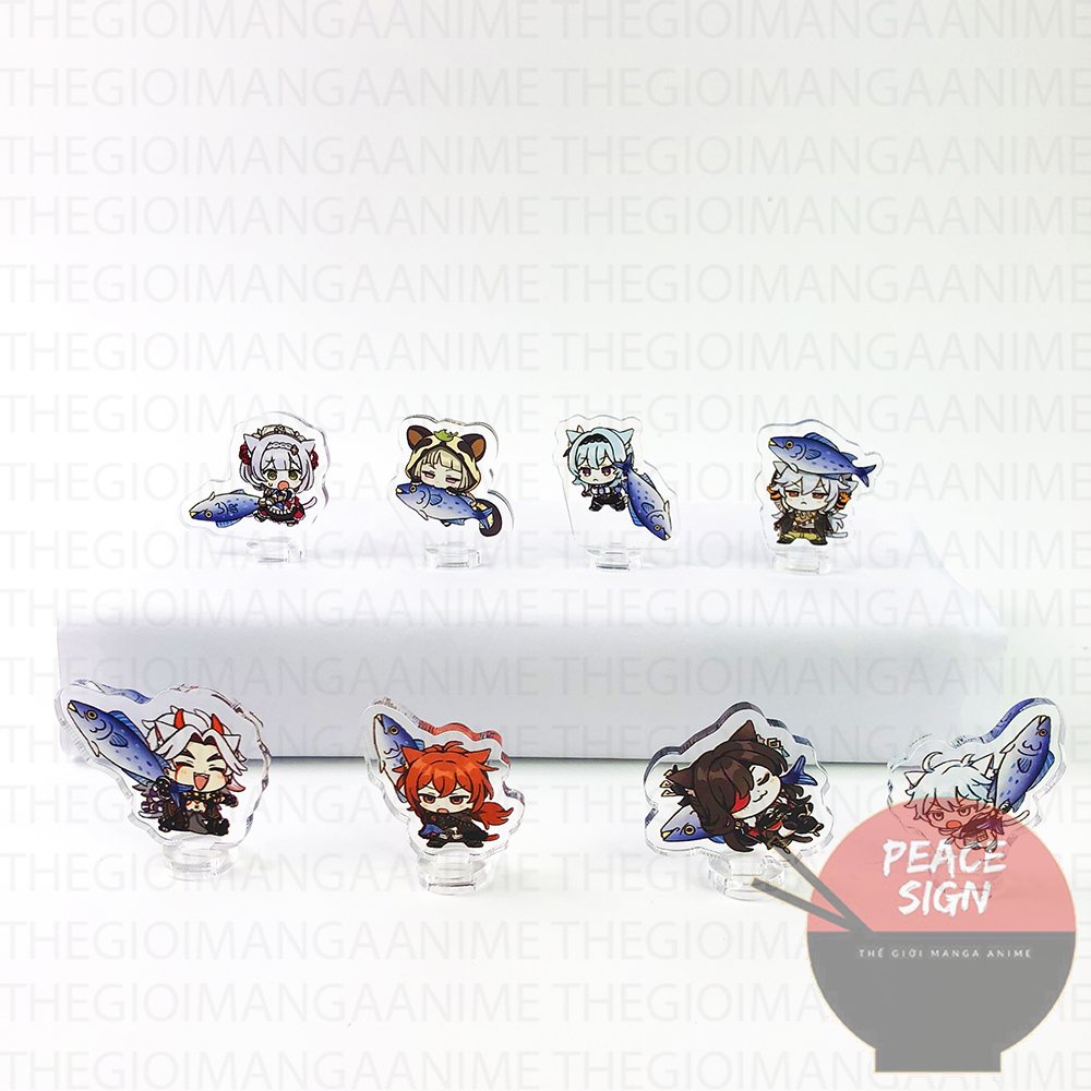 Standee mini GENSHIN IMPACT ver ÔM CÁ tượng acrylic anime game mica trưng bày