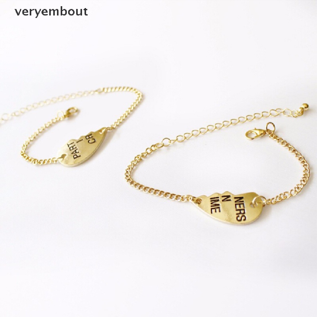 Set 2 Vòng Tay Mặt Trái Tim Chia Đôi Khắc Chữ Best Friends Forever