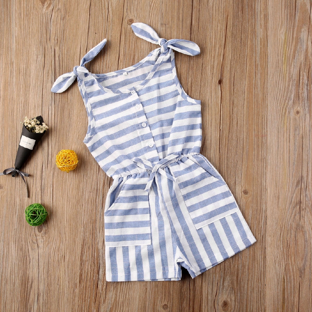 Jumpsuit Kẻ Sọc Chất Cotton Cho Bé Gái