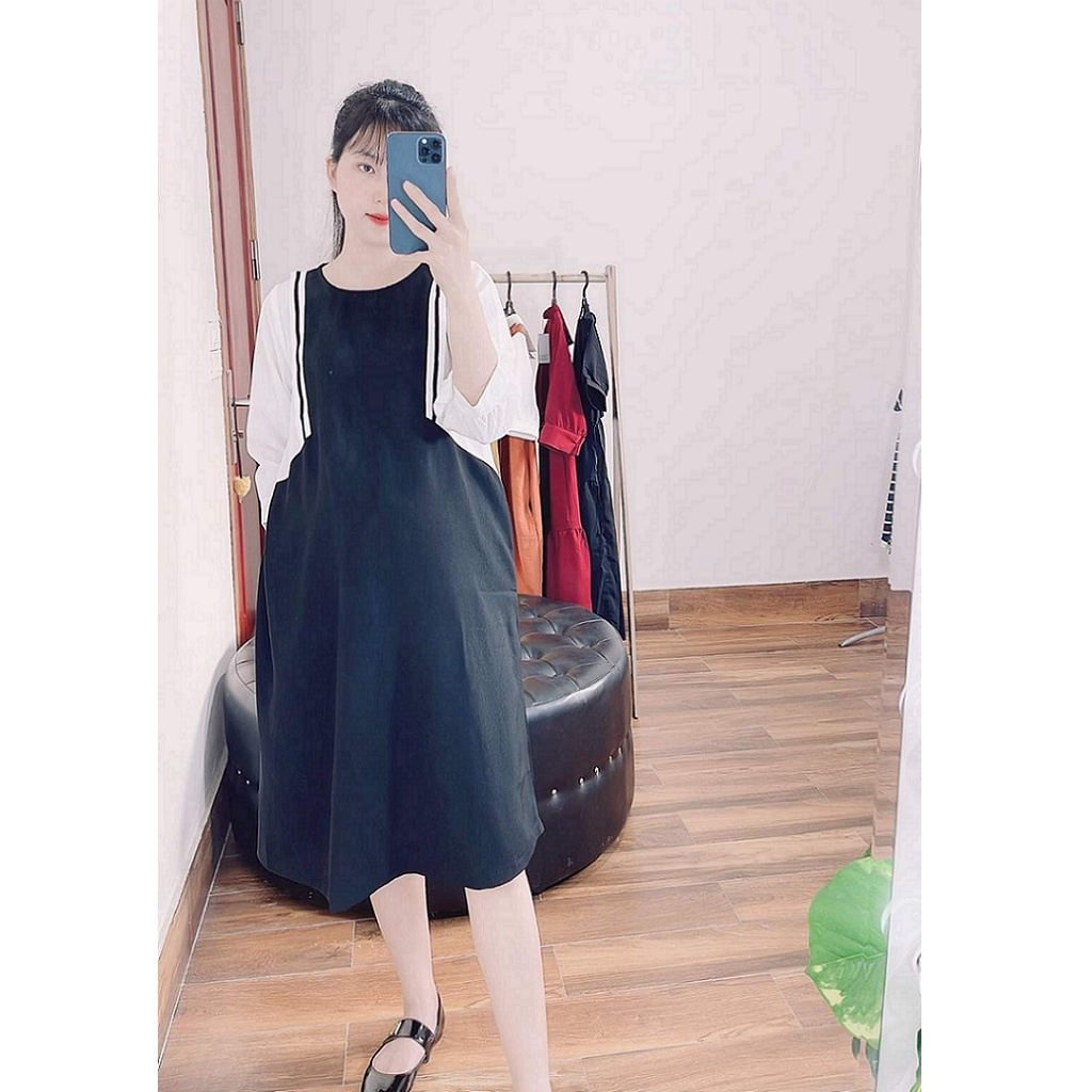 Váy bầu, đầm bầu dáng thể thao, trẻ trung, năng động, chất vải cotton mềm mát, freesize dưới 68kg