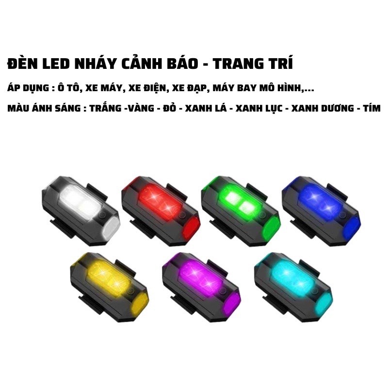 Đèn LED Nhấp Nháy Cảnh Báo kiểu máy bay gắn xe máy , oto, xe điện Hàng Xịn Đổi màu