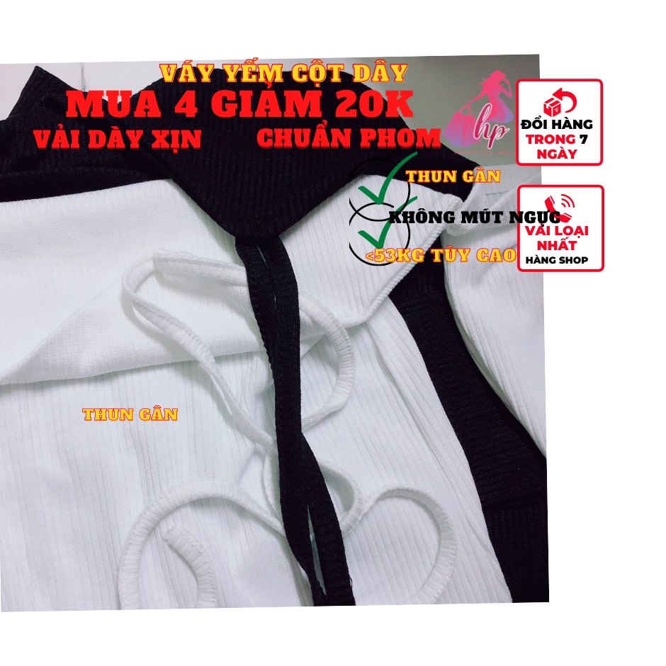 Váy đầm nữ dạng yếm hở lưng cột dây tay dài ôm body dáng ngắn thun gân màu trắng đen sang chảnh hàn quốc VD120