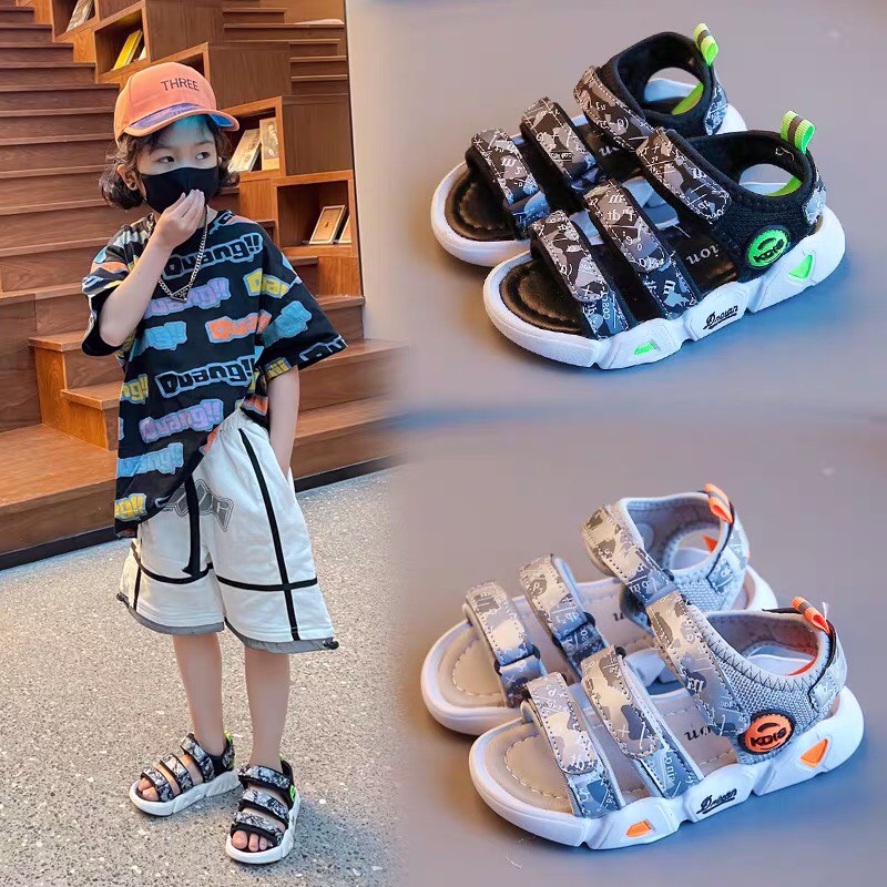 Sandal bé trai - dép quai hậu cho bé trai siêu nhẹ, chống trượt, có 3 quai vải, hợp thời trang mùa hè Babybees 350