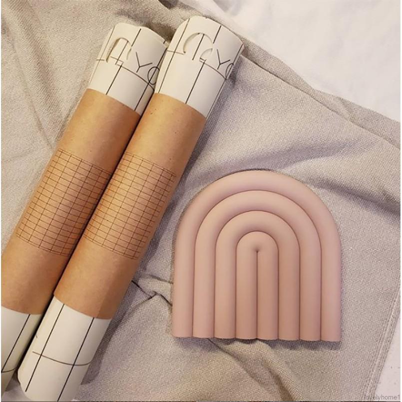 Tấm lót ly bằng silicon cách nhiệt chống trượt hình cầu vồng có thể tháo được dùng trang trí nhà cửa đa năng