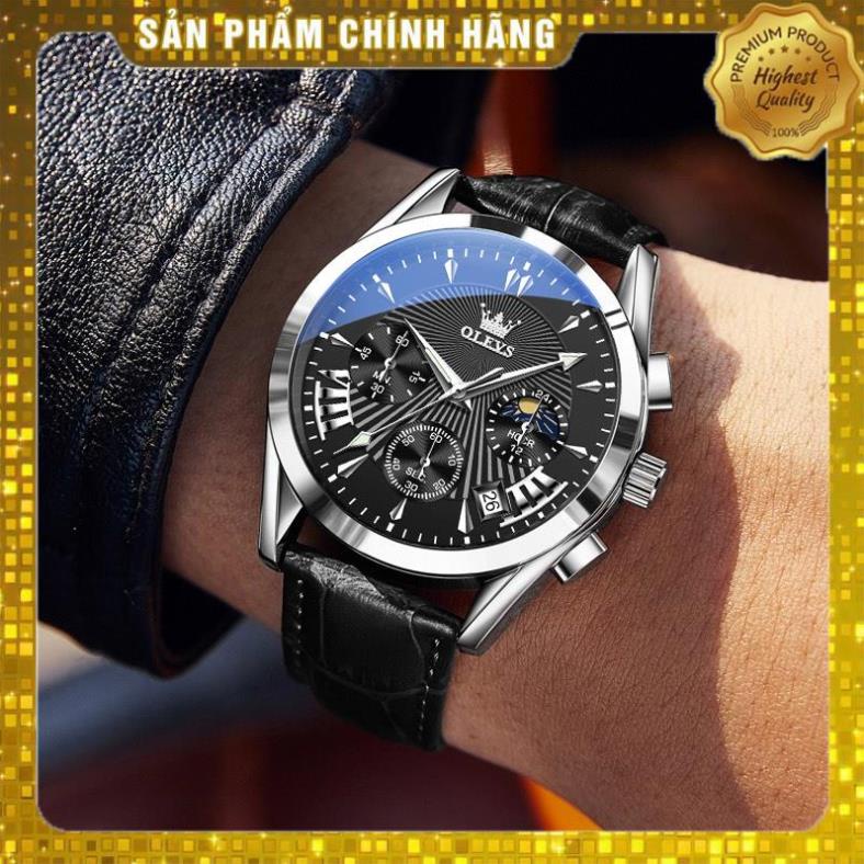 Đồng hồ nam chính hãng OLEVS 2876 dây da bò chống vô nước sâu hiệu ứng phát sáng