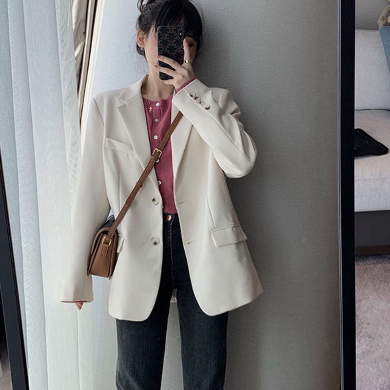 Áo Khoác Vest Tay Dài Thời Trang Hàn Quốc Cá Tính Áo Khoác Suit Thời Trang Thanh Lịch Dành Cho Nữ