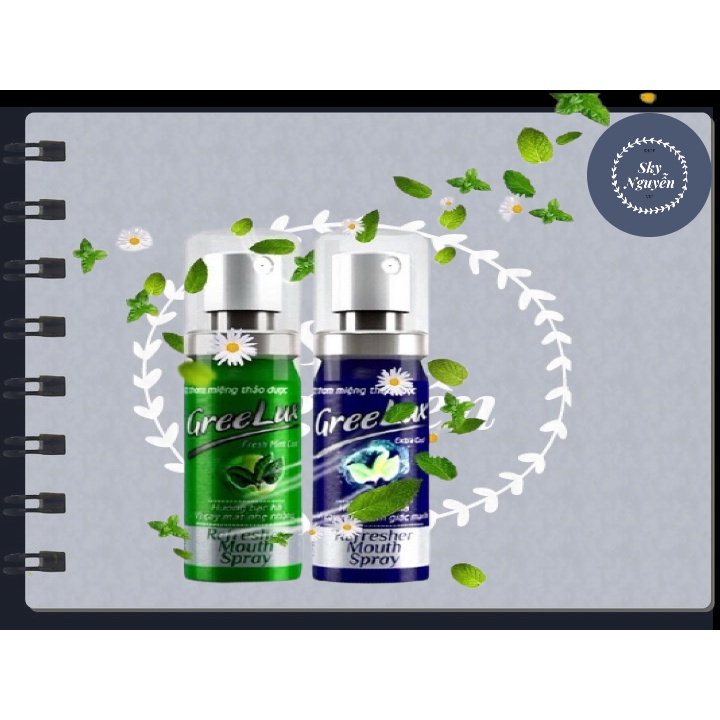 Xịt thơm miệng Greelux Extra Cool Thảo Dược chai 12ml - nước khử mùi hôi miệng gree lux bạc hà bình mini