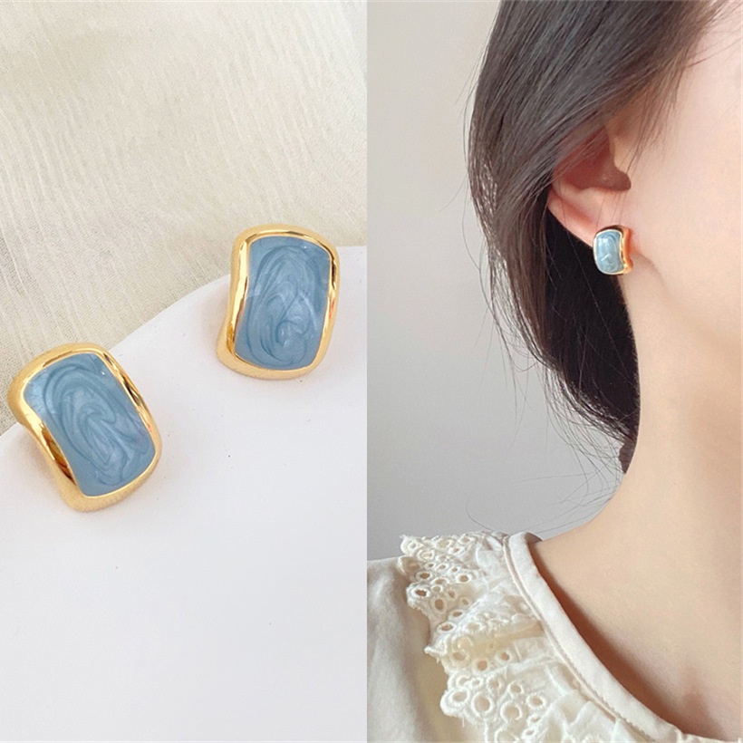 [Giao hàng trong vòng 24 giờ] Bông Tai Mạ Bạc 925 Thiết Kế Đơn Giản Phong Cách retro Pháp Hợp Thời Trang