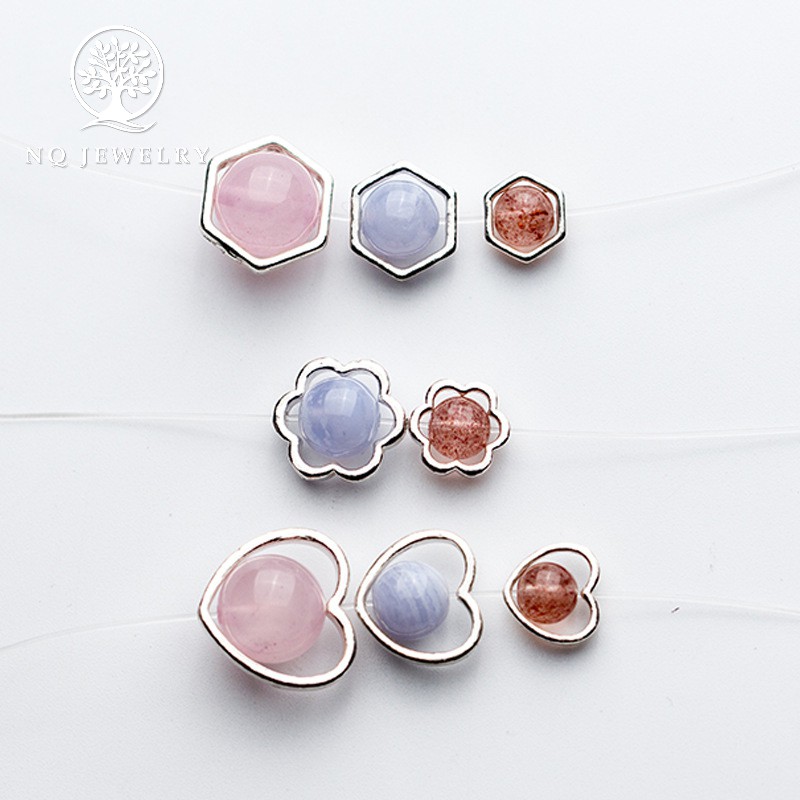 Charm bạc hình trái tim, ren, lục giác - NQ Jewelry