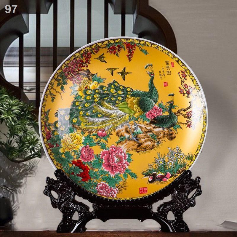 ❒Đĩa gốm sứ Jingdezhen trang trí phòng khách Lối vào tủ tivi kiểu Trung Quốc Tủ rượu Đồ nội thất và đồ thủ công trong nh