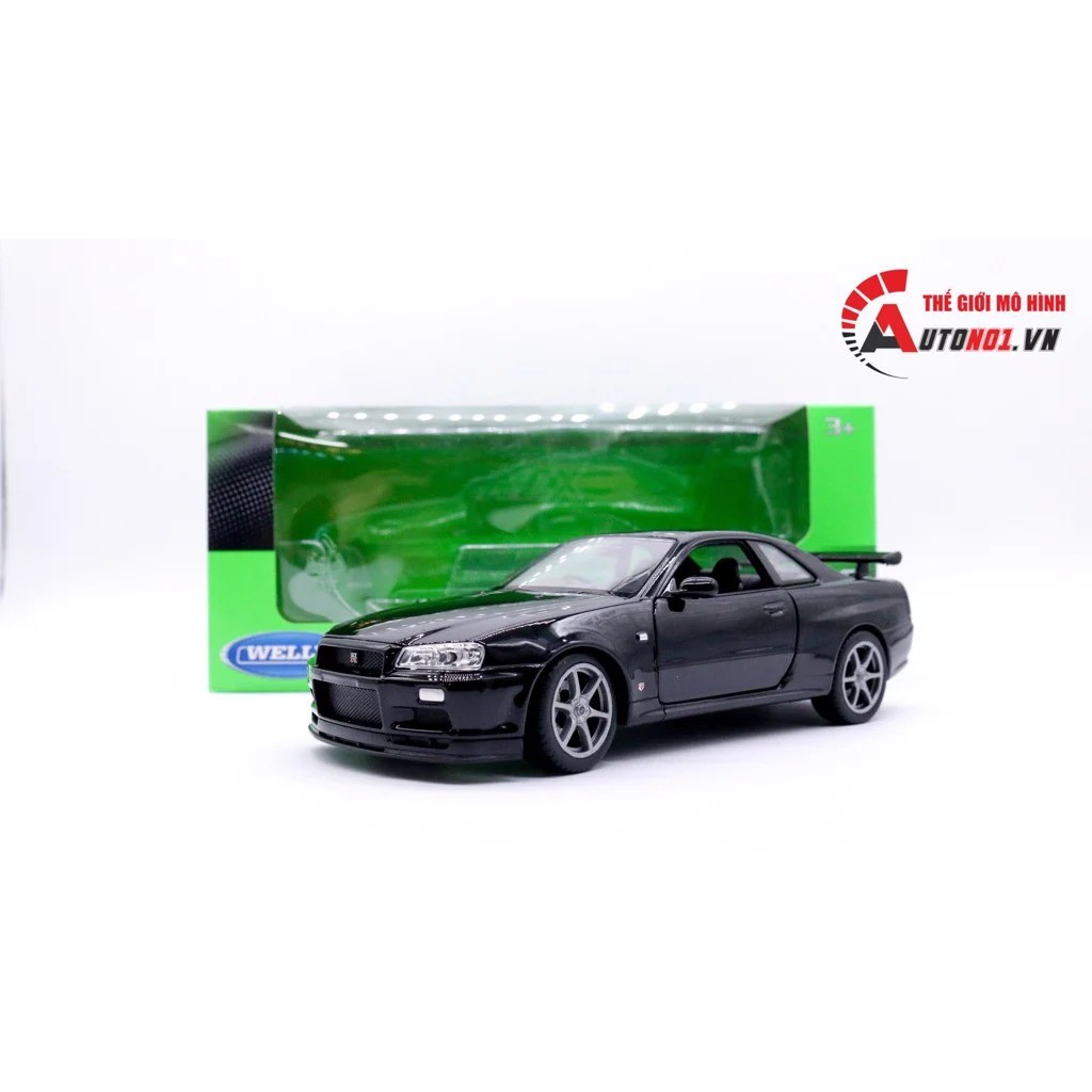 MÔ HÌNH XE NISSAN SKYLINE GT-R R34 BLACK 1:24 WELLY 7453