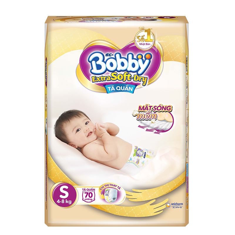 Bỉm/Tã Dán Bobby Vàng Siêu Mềm Extra Soft Dry L30 Cho Bé Từ 8 Đến 12kg ( miếng dùng thử )