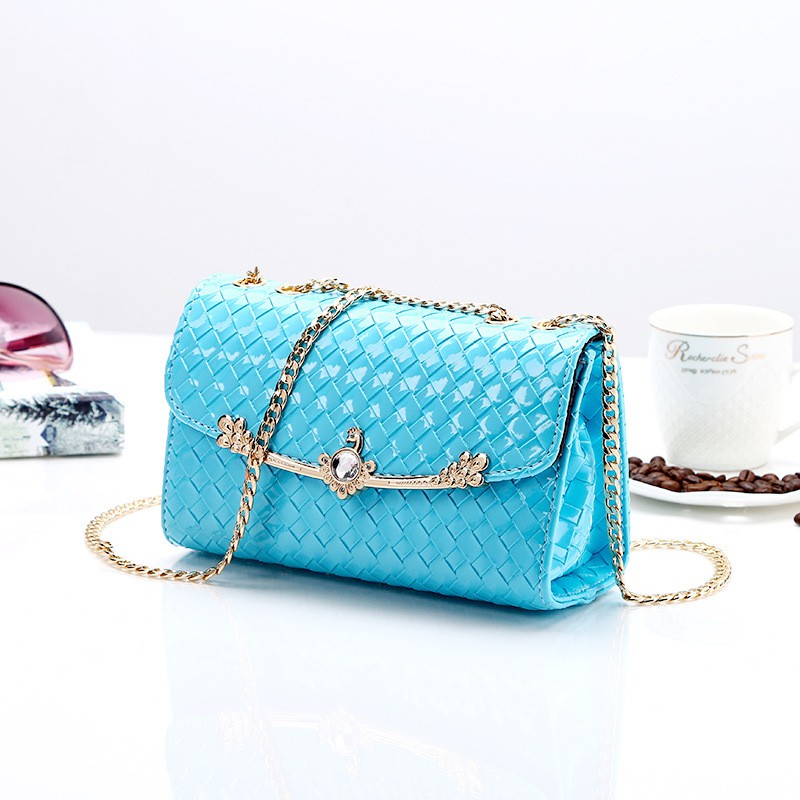 Túi đeo chéo caro con công màu xanh DT1