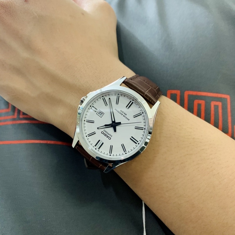Đồng hồ nam dây da cao cấp Casio MTS 100L-7AV kính Sapphire - pin 10 năm Bảo hành 1 năm Hyma watch