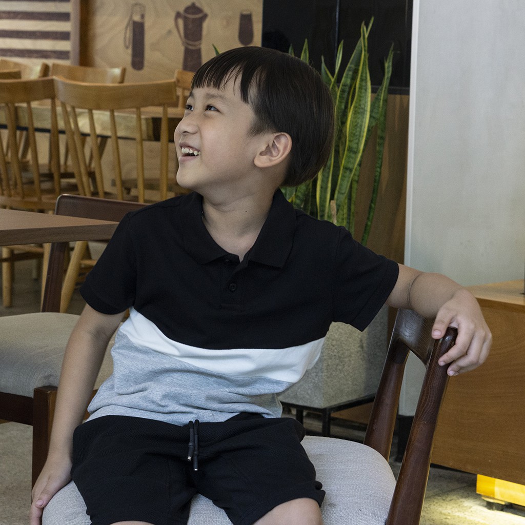 Áo polo bé trai Sayme ngắn tay cổ bẻ phối màu size lớn BCPO0008